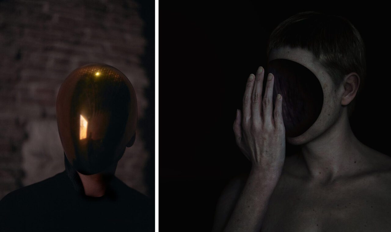 Left: Pierre Huyghe Idiom, 2024, Real time voice generated by Artificial Intelligence, golden LED screen masks, Set of 3 masks, Edition of 5 plus 2 artist's proofs, © Pierre Huyghe, Courtesy the artist and Marian Goodman GalleryRight: Pierre Huyghe, Liminal, 2024 - ongoing Courtesy the artist and Galerie Chantal Crousel, Marian Goodman Gallery, Hauser & Wirth, Esther Schipper, and TARO NASU © Pierre Huyghe