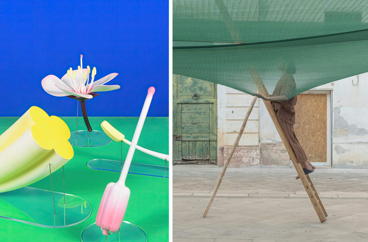 Left: Alexis Foiny, Tant que les fleurs existeront encore, 2021 © Alexis Foiny © ADAGP ParisRight : Roberta Di Cosmo, Rebirth-Trauma as a performative process, 2020, Photo © Giulia D’Addario