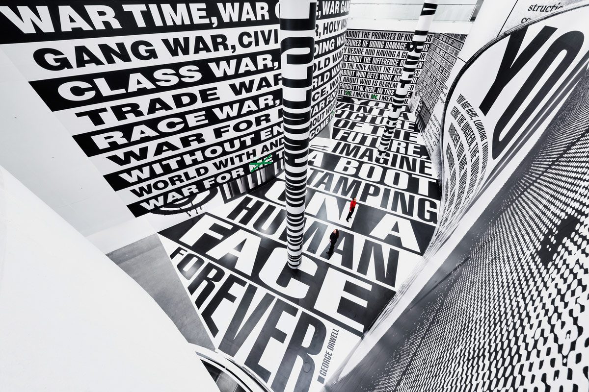 Barbara Kruger, No Comment, Installation view, ARoS Aarhus Kunstmuseum, Aarhus, November 29, 2024–April 21, 2025, Courtesy the artist, ARoS Aarhus Kunstmuseum and Sprüth Magers, Photo: Anders Sune Berg