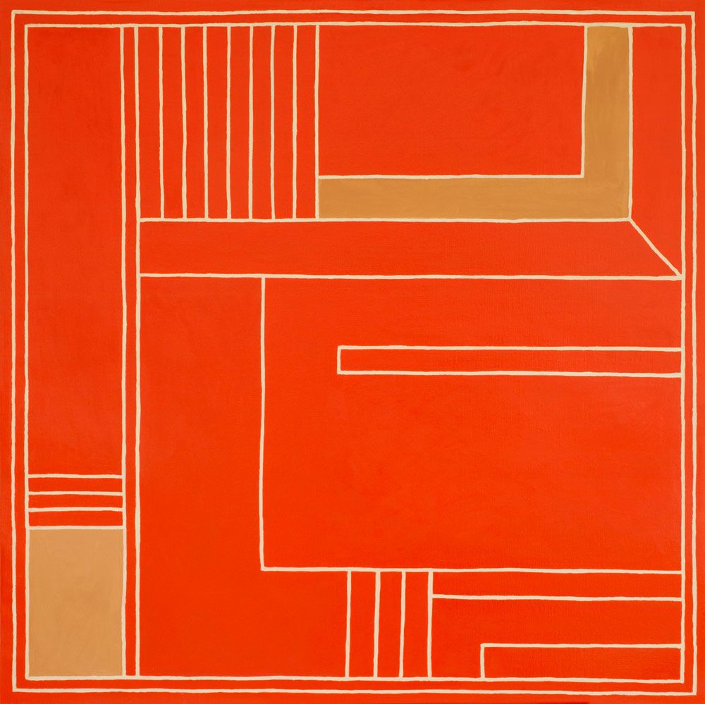 Nathalie Du Pasquier, Rosso, oil on canvas, 2025, 100x100cm