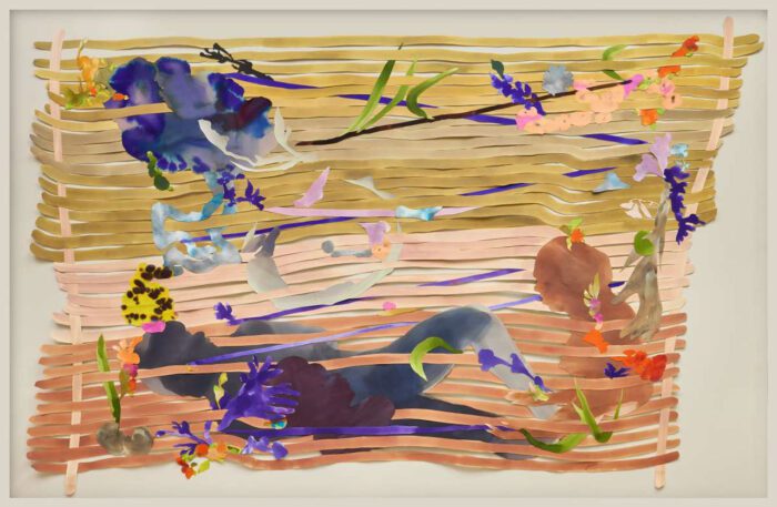 Rita Ponce de Leon, Un mundo hecho pedazos, un mundo uno I A shattered world, a world one I. 2025, Ink collage on paper, 136 x 210 cm, © Rita Ponce de Leon, Courtesy the artist and Livia Benavides Gallery