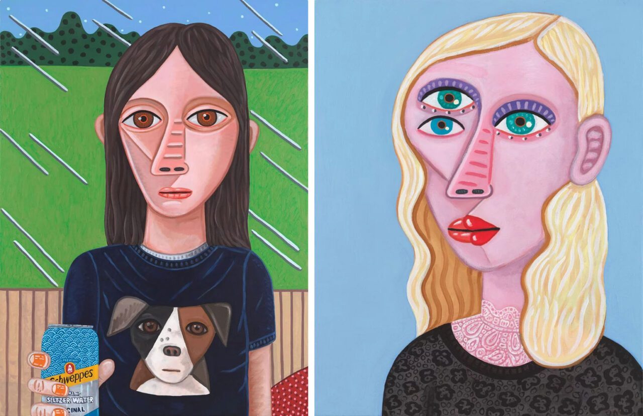 Left: Brian Calvin, Midsummer, 2025, Acrylic on canvas, 137.2 x 101.6 cm, 54 x 40 in, © Brian Calvin, Courtesy the artist and Almine Rech GalleryRight: Brian Calvin, Candy, 2025, Acrylic on linen, 61 x 48.3 cm, 24 x 19 in, © Brian Calvin, Courtesy the artist and Almine Rech Gallery