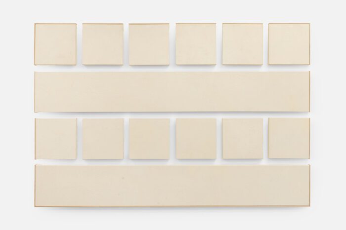 Martina Quesada, The borders are fragile II, 2023, Marble dust, pigment, gesso wood and linen, 142 x 217 x 4 cm, Photo: Piloto Pardo, © Martina Quesada, Courtesy the artist and Bernier/Eliades Gallery