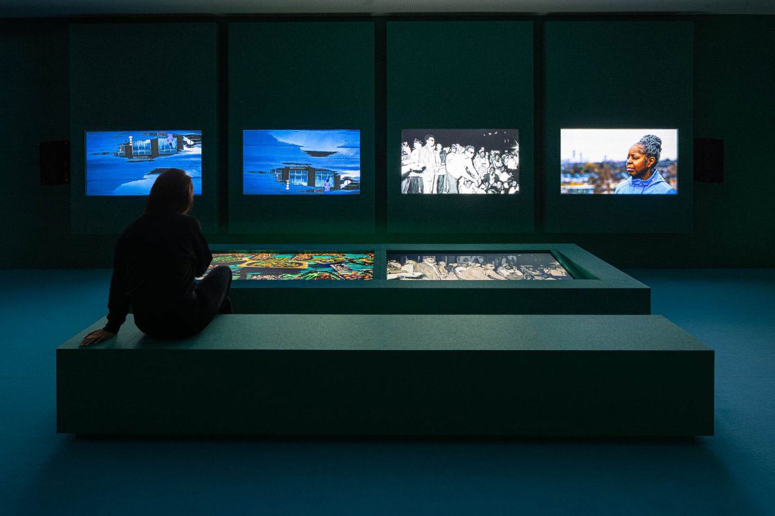John Akomfrah, Listening All Night To The Rain, Installation view Museo Nacional Thyssen-Bornemisza-Madrid, 2025, Image: © Maru Serrano, Courtesy the artist and Museo Nacional Thyssen-Bornemisza