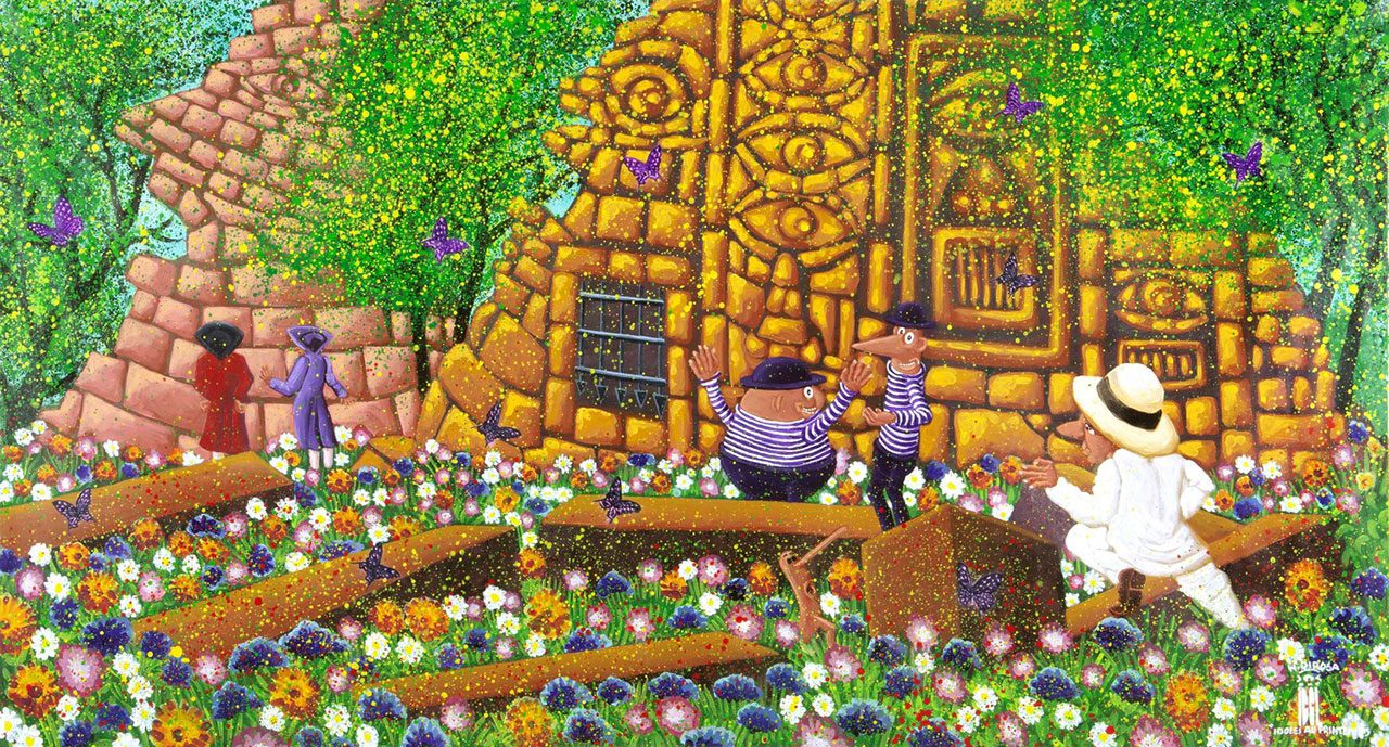 Hervé di Rosa, IDOLES AU PRINTEMPS, 2025, Acrylic on canvas, 111 × 206 cm — 43 3/4 × 81 in, © Hervé di Rosa, Courtesy the artist and Templon Gallery