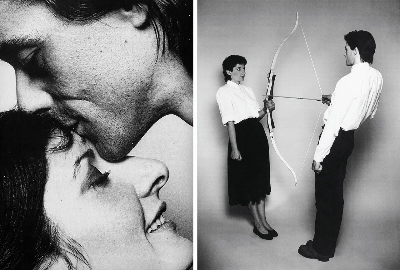 Left: Amsterdam, The Netherlands, 1976. © Ulay / Marina Abramović. Courtesy of the Marina Abramović ArchivesRight: Ulay / Marina Abramović, Rest Energy, Performance for Video, 4 minutes, ROSC' 80, Dublin, 1980, © Ulay / Marina Abramović, Courtesy of the Marina Abramović Archives 
