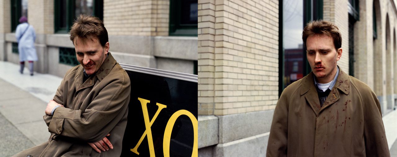 Author: Jeff Wall, Man in the street (diptych), 1995, Transparency (cibachrome), fluorescent lighting, aluminium, plexiglas. 66 x 145 x 18,5 cm, ©: Jeff Wall, Courtesy: Collection Musée d'art contemporain de la Haute-Vienne - Château de Rochechouart