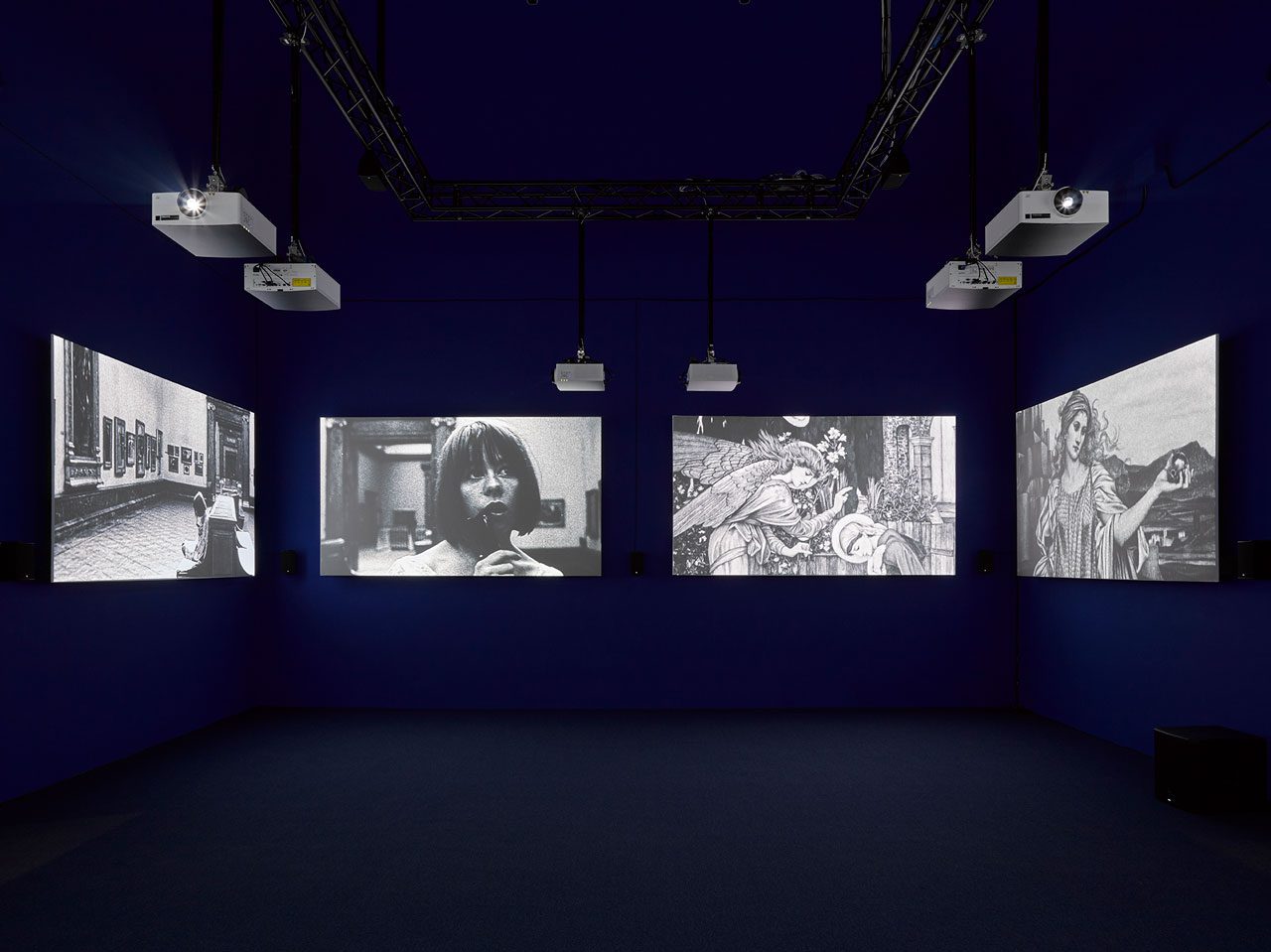 John Akomfrah, Listening All Night To The Rain, Installation view British Pavilion 2024, Photo: Jack Hems