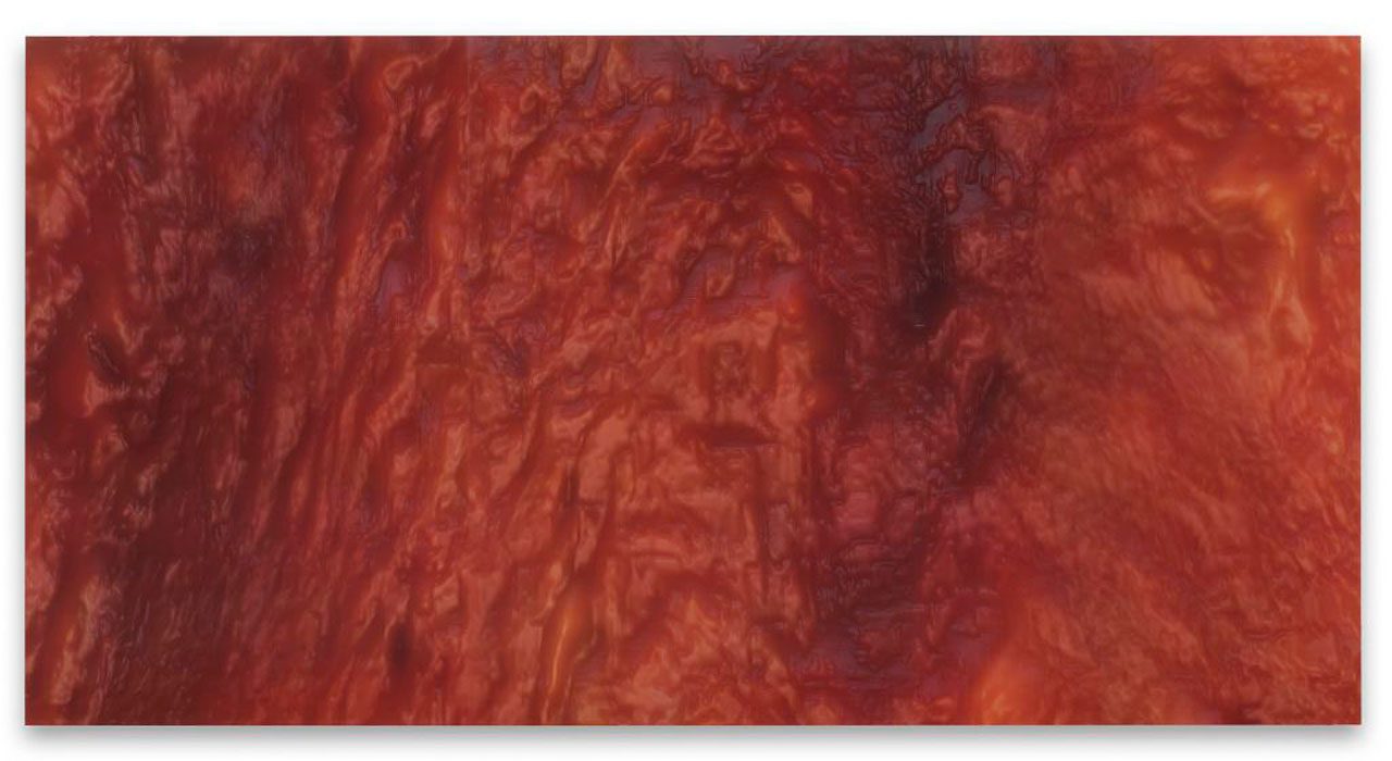 Sondra Perry, Flesh on Flesh, 2021, Lenticular print mounted on aluminum, 3 panels, Each: 182.9 × 118.4 × 2.5 cm | 72 × 46 6/10 × 1 inches, Overall: 182.9 × 355.6 × 2.5 cm | 72 × 140 × 1 inches, © Sondra Perry, Courtesy the artist and Sprüth Magers Gallery
