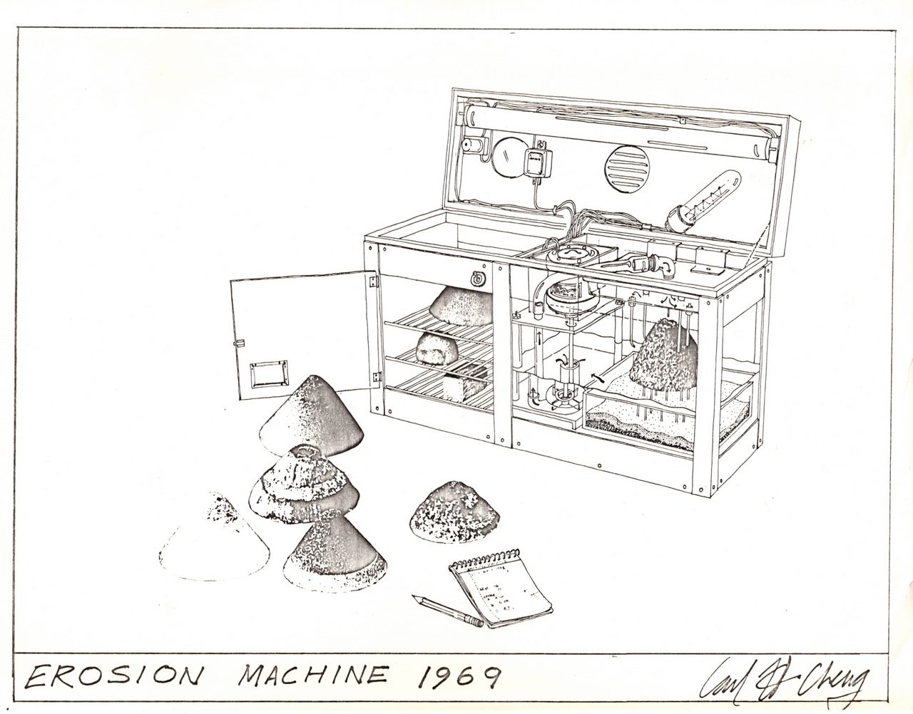 Carl Cheng, Erosion Machine Drawing, 1969, © Carl Cheng Creditline: Courtesy the artist