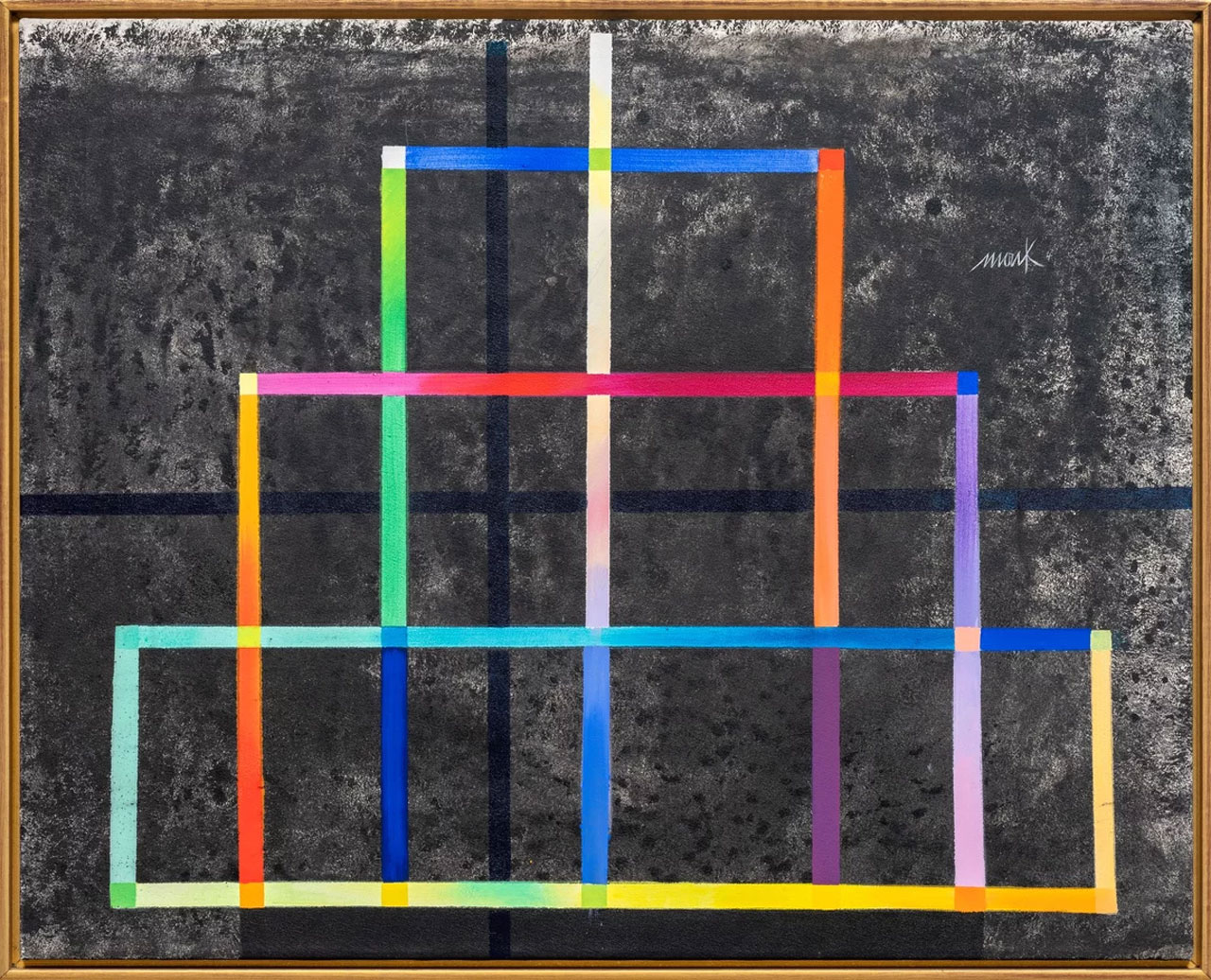 Heinz Mack, La Maison d'Artiste (Chromatic Constellation), 2004, Acrylic on canvas, 111 x 125 cm, 43 1/2 x 49 in