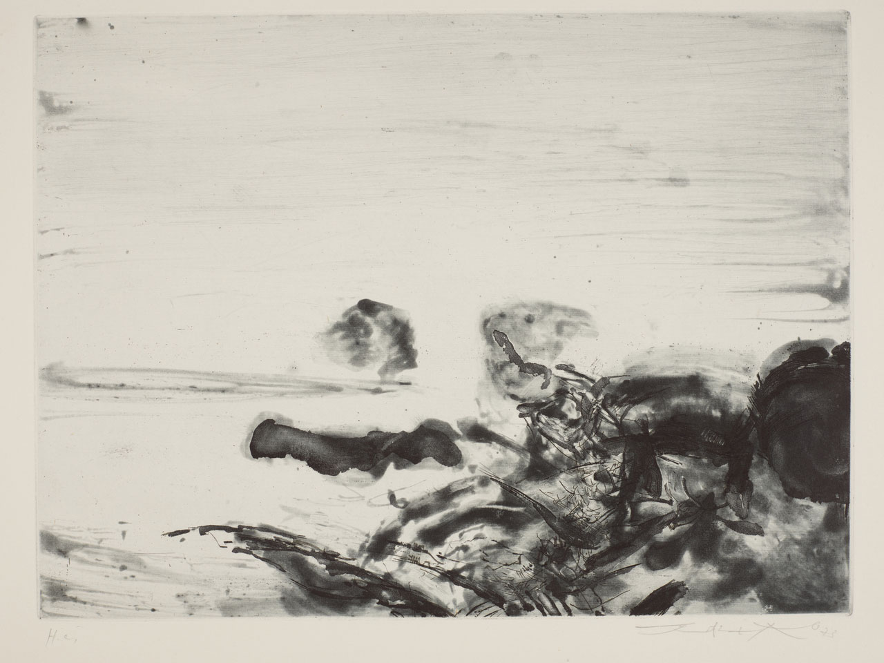 Zao Wou-Ki, Untitled, 1973, etching and aquatint, M+, Hong Kong. Gift of Françoise Marquet-Zao, 2024, Zao Wou-Ki © ProLitteris, Zurich, 2025,, Image courtesy of M+, Hong Kong