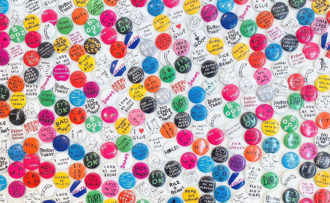 David Shrigley, Shrig Shop Badge Wall