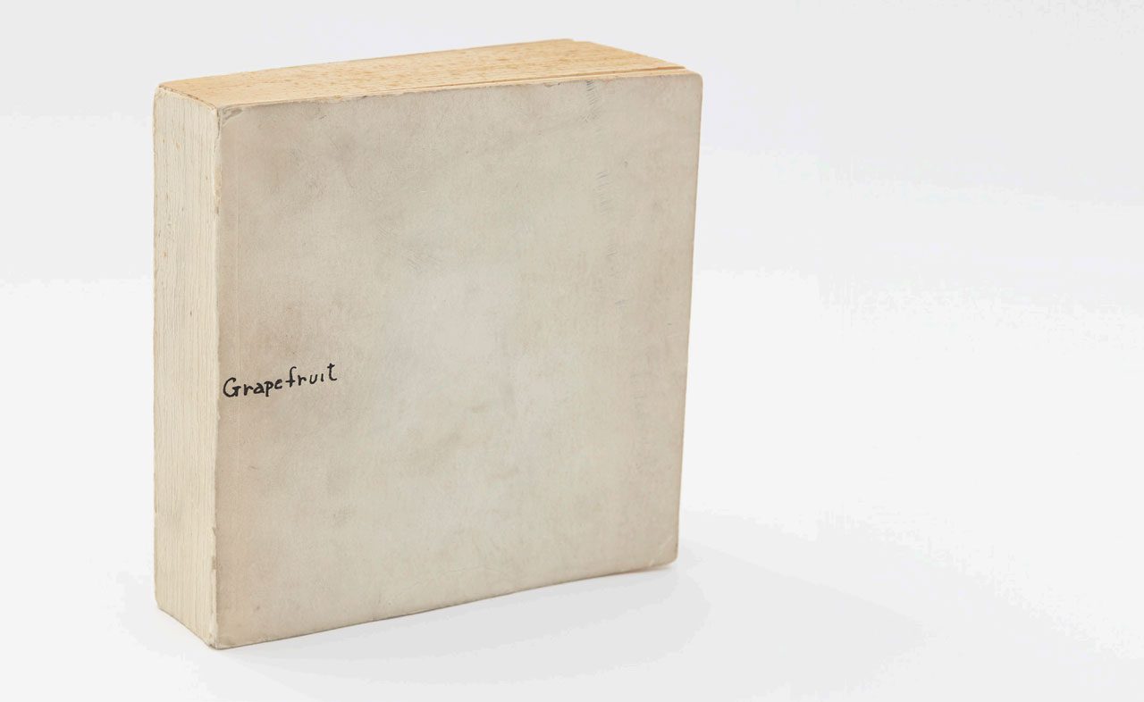 Yoko Ono, GRAPEFRUIT, 1964, Artist’s book (first edition), self-published under Wunternaum Press, Tokyo 360 pages, 14.2 x 14 cm, © Yoko Ono, Courtesy the artist and MUSAC (Museo de Arte Contemporaneo de Castilla y Leon)