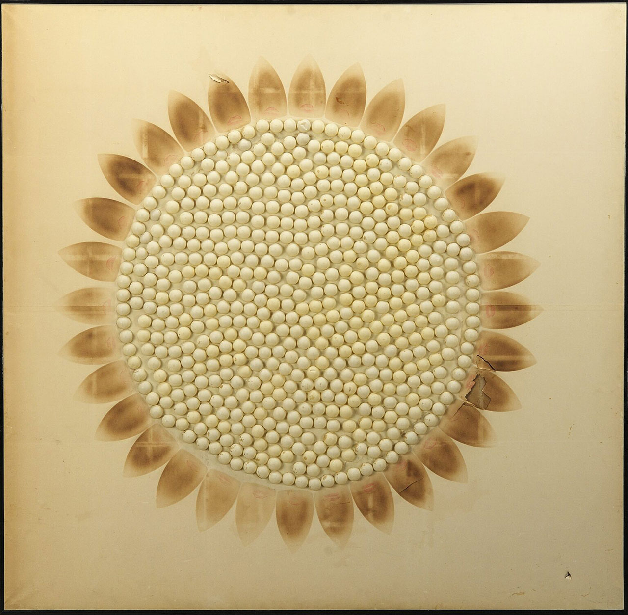 Tabe Mitsuko, Work, 1962 Ping-pong ball on paper (fusuma), 170.0×174.6 cm Fukuoka Art Museum