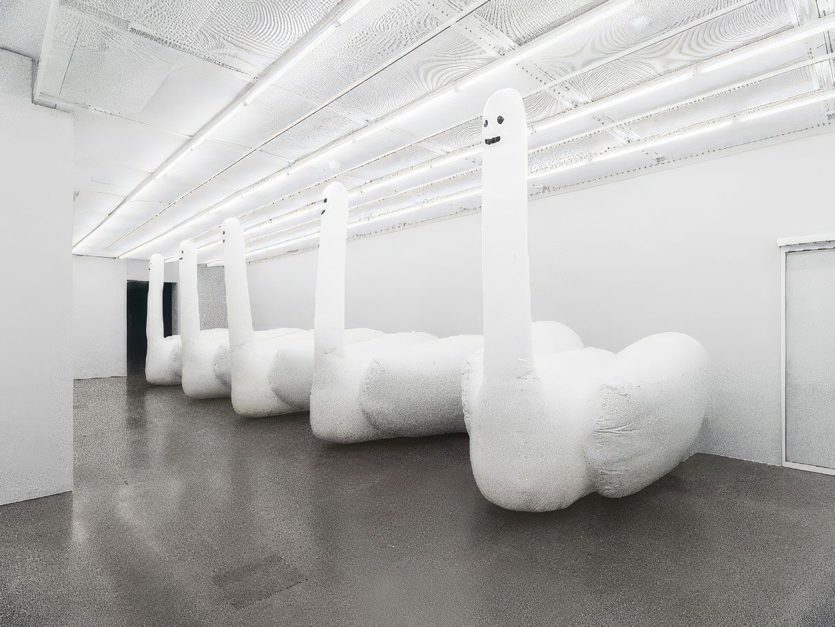 David Shrigley, Inflatable Swan Things, 2018