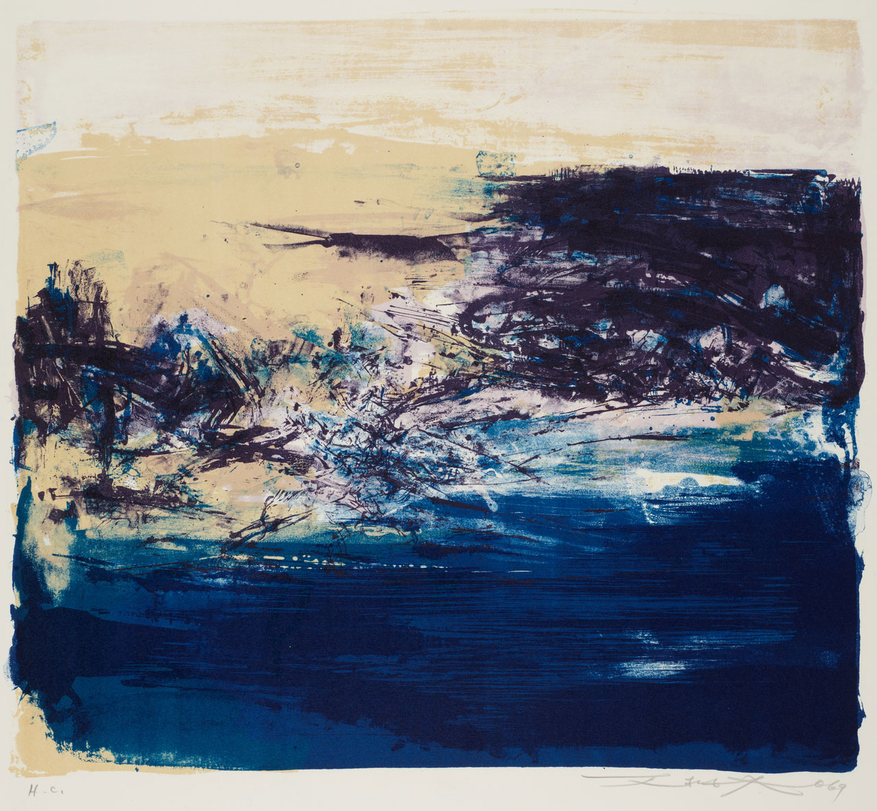 Zao Wou-Ki, Untitled, 1969, lithograph, M+, Hong Kong. Gift of Françoise Marquet-Zao, 2024, Zao Wou-Ki © ProLitteris, Zurich, 2025, Image courtesy of M+, Hong Kong