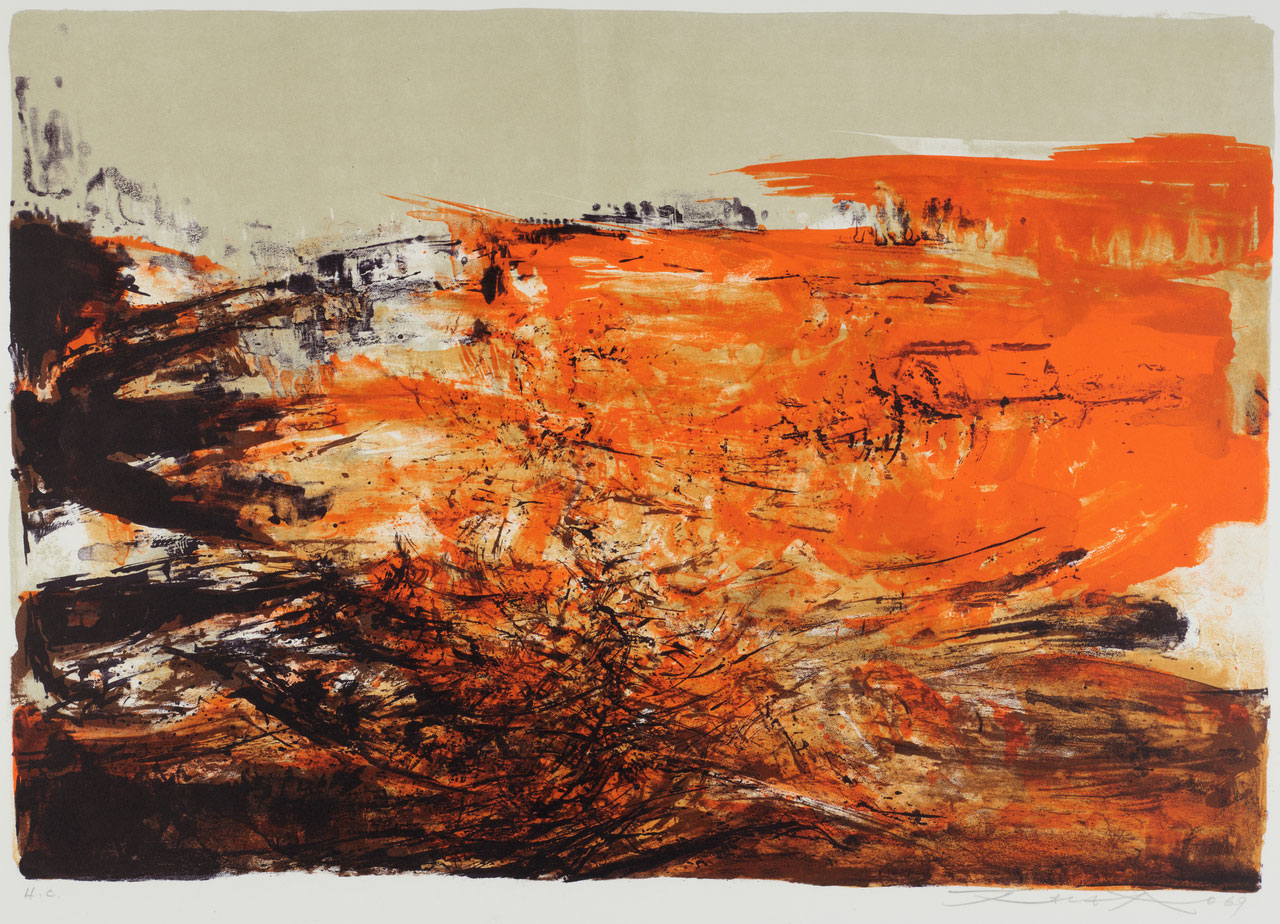 Zao Wou-Ki, Untitled, 1969, lithograph, M+, Hong Kong. Gift of Françoise Marquet-Zao, 2024, Zao Wou-Ki © ProLitteris, Zurich, 2025, Image courtesy of M+, Hong Kong