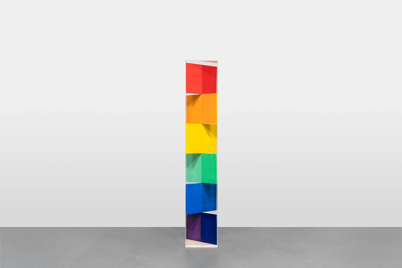Heinz Mack, Untitled, 1995, Acrylic glass, wood, cardboard, painted, 222 x 39 x 39 cm, 87 1/2 x 15 1/2 x 15 1/2 in, © Heinz Mack, Courtesy the artist and Almine Rech Gallery