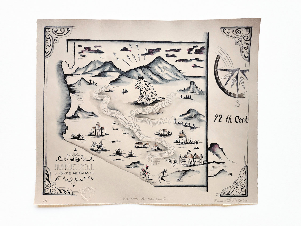 Sandra Del Pilar, Memorias de mañana (Archive for an Imagined Future) [detsil], 2025, Hand-coloured lithograph (9 pieces), 39 x 46 cm (each), Edition of 6 (#1/6) , © Sandra Del Pilar, Courtesy the artist and Zilberman Gallery