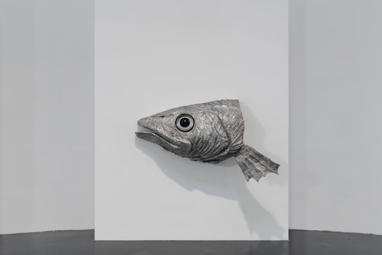 Jean-Marie Appriou, The Messenger of the Abyss, 2025, Patinated aluminum, bronze and glass, 120 x 220 x 6 cm, © Jean-Marie Appriou, Courtesy the artist and TANK Shanghai