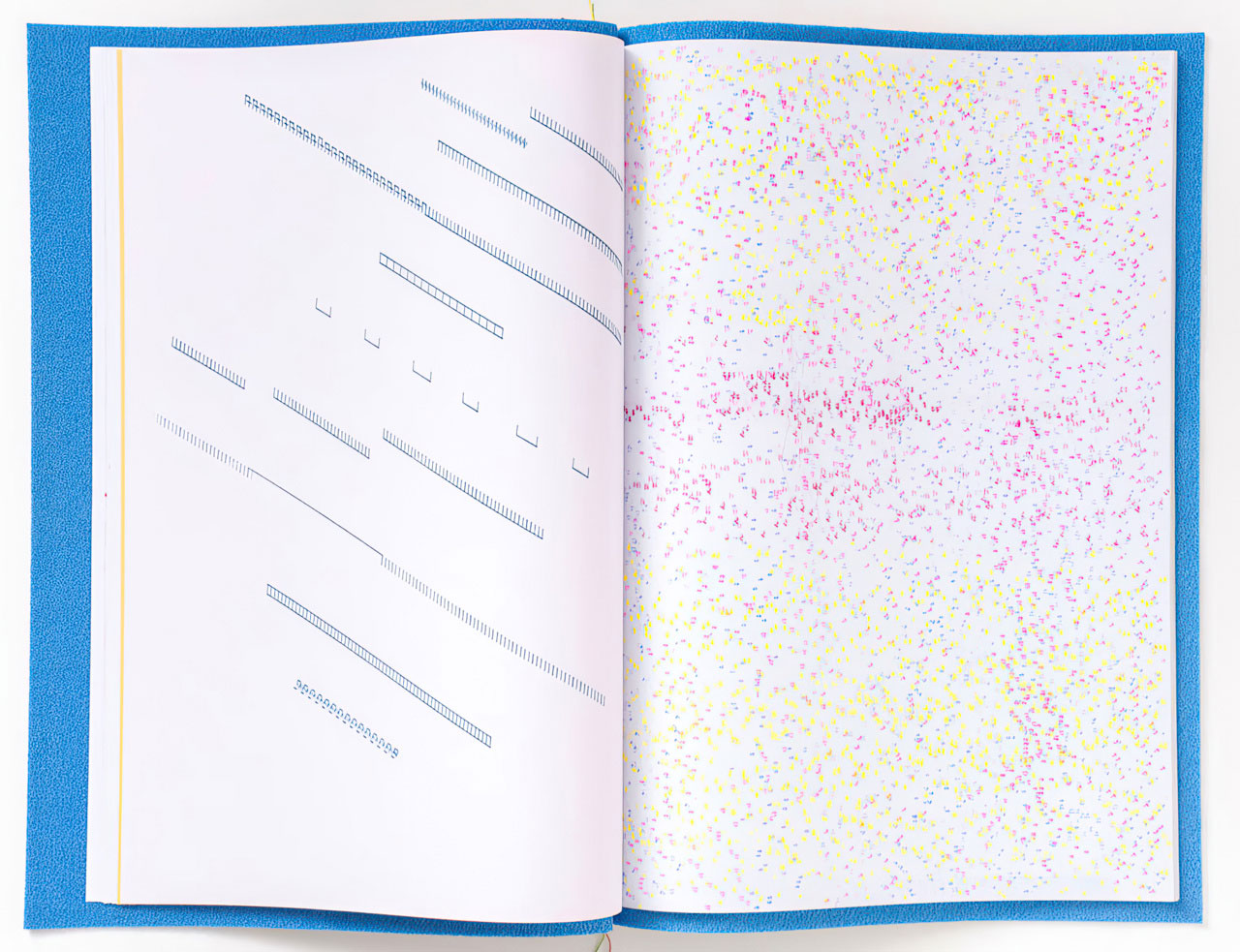 Raffaella della Olga, 38, 2022, Typewritten with ink ribbon and carbon paper on copy paper, with cork and foam cover, 16 1/2 × 11 3/4 in. (42 × 29.7 cm), Special Collections, Center for Curatorial Studies Library & Archives, Bard College, Annandale-on-Hudson, New York