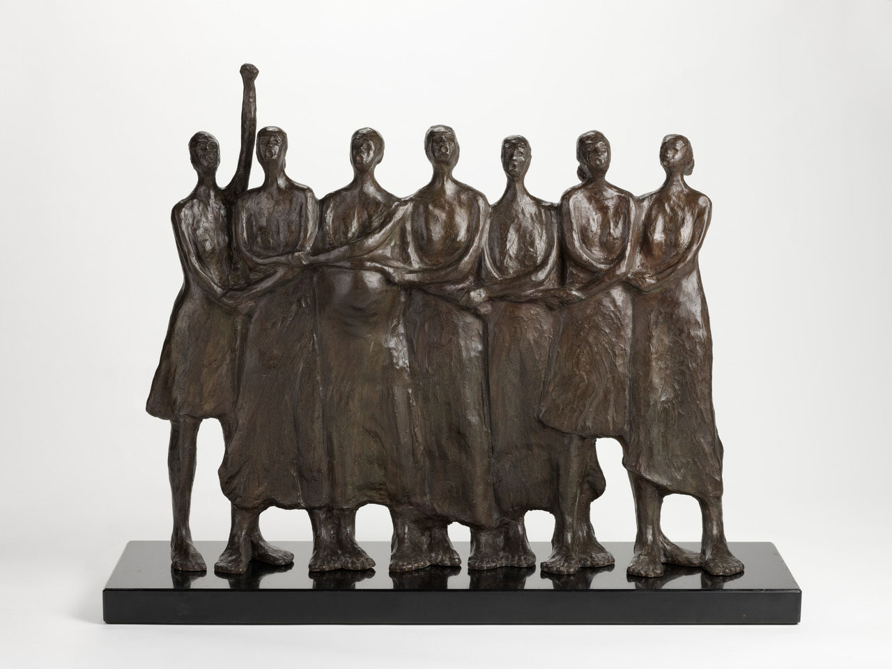 Dolorosa Sinaga. Solidarity. 2000/2025. Bronze, Open edition, 78.5 × 96.5 × 20 cm; base: 5.5 × 106 × 32.5 cm. Collection of National Gallery Singapore. © Dolorosa Sinaga