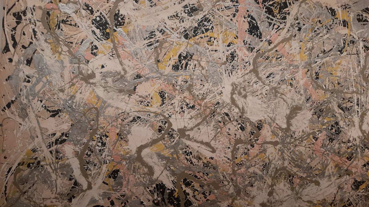 Jackson Pollock, Number 27, 1950 Exhibition view “"Warhol, Pollock y otros espacios americanos", Museo Nacional Thyssen-Bornemisza-Madrid, 2025-2026, Photo: © & Courtesy Mimika Christodoulopoulou