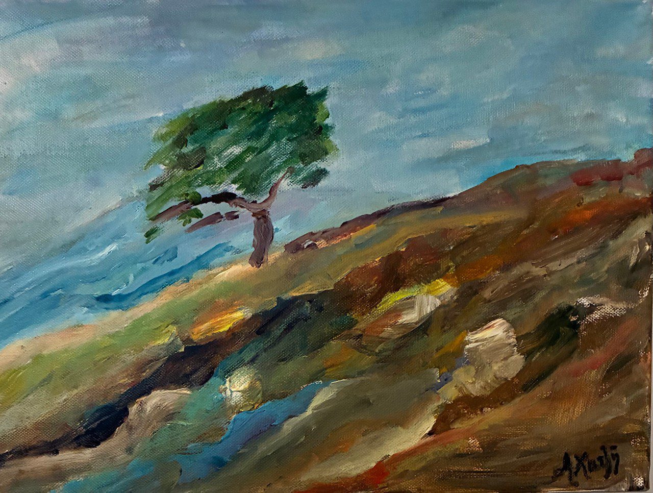 Athina Chatzi, gone with the wind, 2026, Acrylic on canvas, 30Χ40 cm