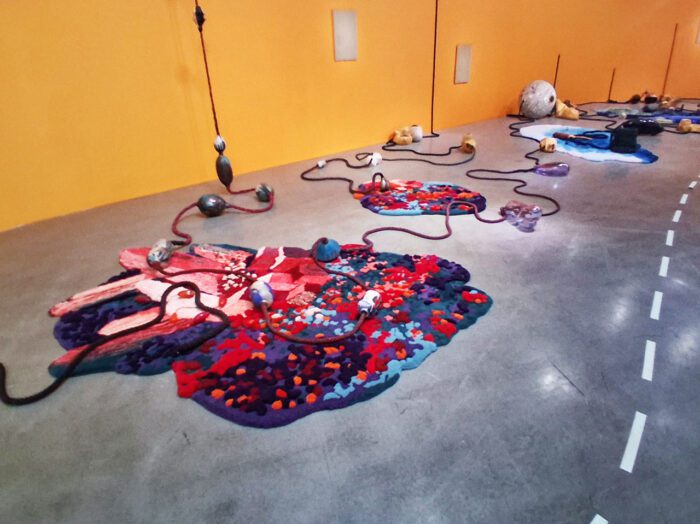 Otobong Nkanga, I dreamt of you in colours, Exhibition view, Musée d’Art Moderne-Paris, 2026, Photo: © & Courtesy Efi Michalarou