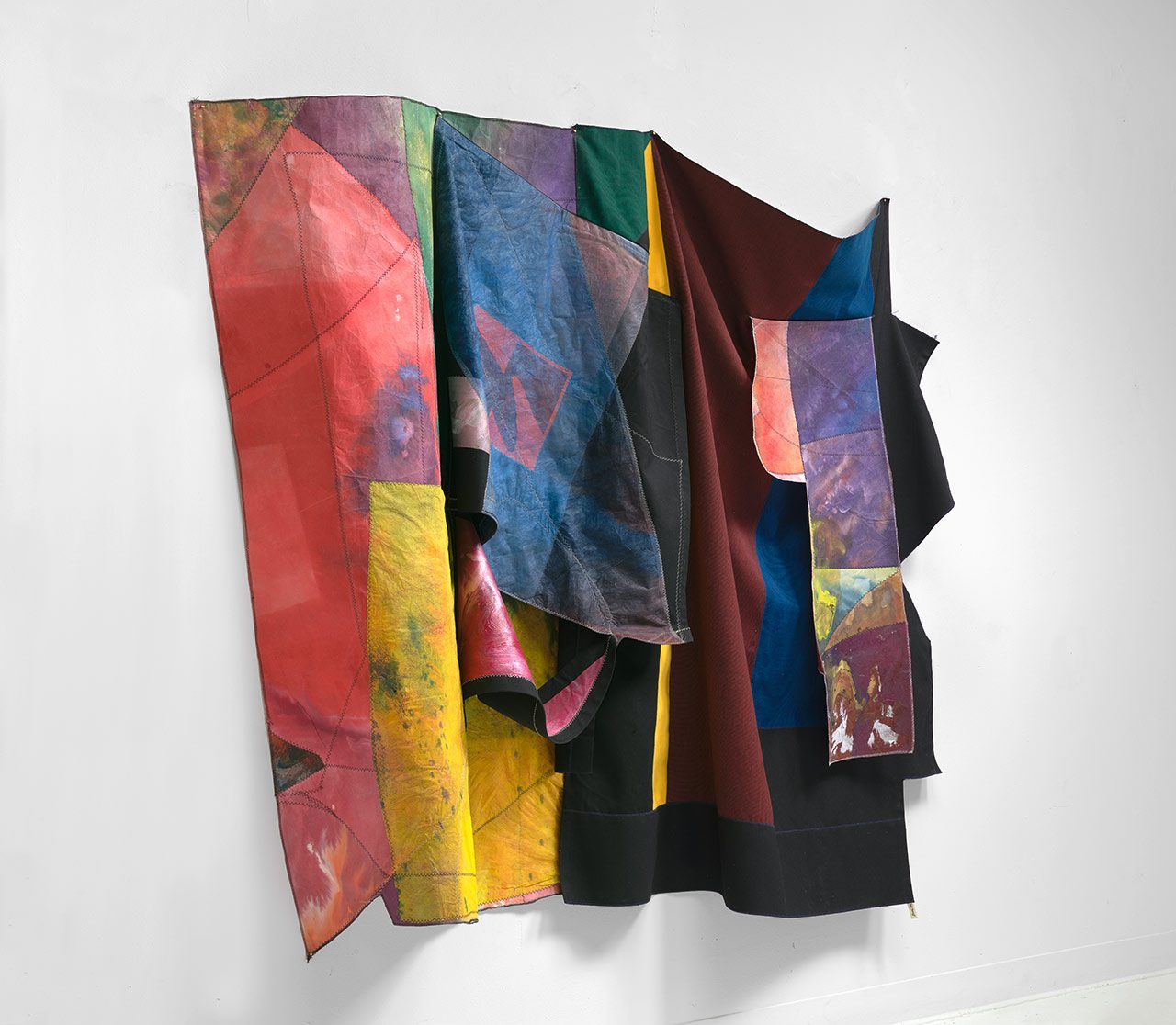 Sam Gilliam, Silhouette/Template (2), 1994 Painted fabric collage, stitched Installation Dimensions: 152 x 190 x 28 cm (60 x 75 x 11 inches)