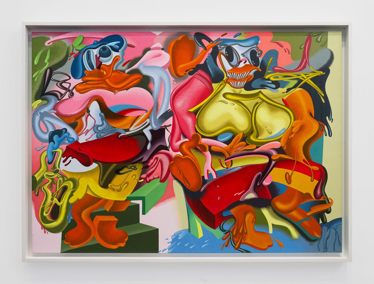 Peter Saul, Double de Kooning Duck, 1979, Acrylic on canvas, 56 ¼ x 78 ¾ inches (142.9 x 200 cm)