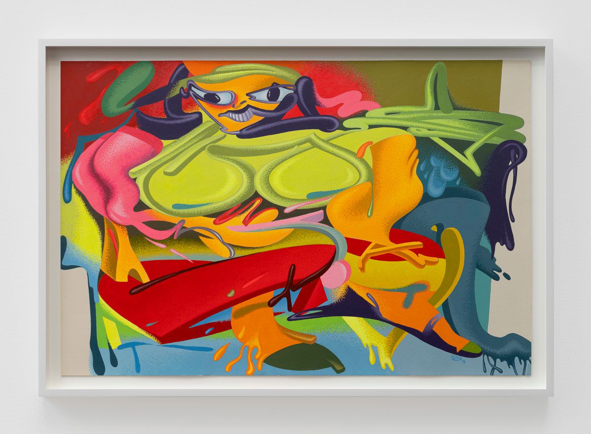 Peter Saul, De Kooning's Woman I, 1978, Acrylic on board, 30 x 40 inches (76.2 x 101.6 cm)