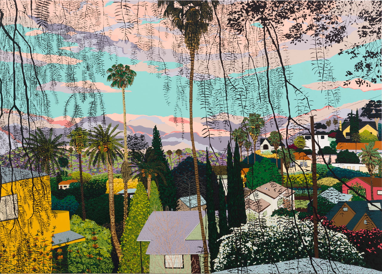 Hilary Pecis, Target Canyon, 2026, acrylic on linen, 100 x 140 x 1 5/8 inches (254 x 355.6 x 4.1 cm), © Hilary Pecis, Courtesy the artist and David Kordansky Gallery