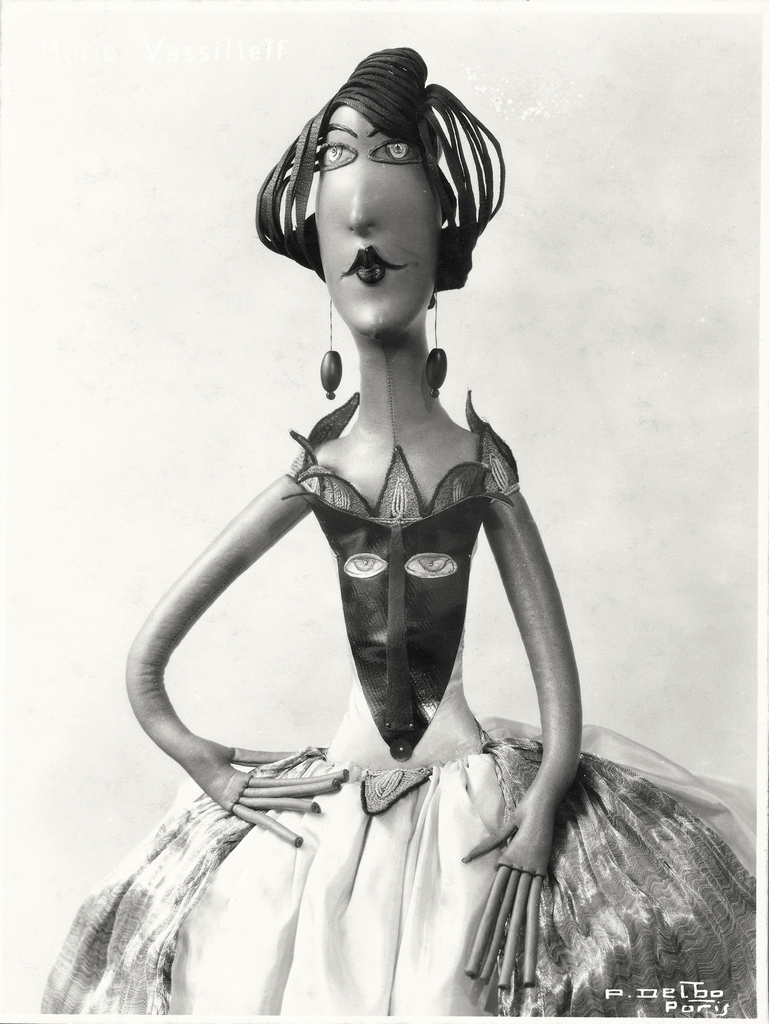 Marie Vassilieff, Doll Carina Ari, photographed by Pierre Delbo, ca. 1922, Photograph, 22 x 17 cm, Collection of Claude Bernès, Paris, courtesy Rouillac, France