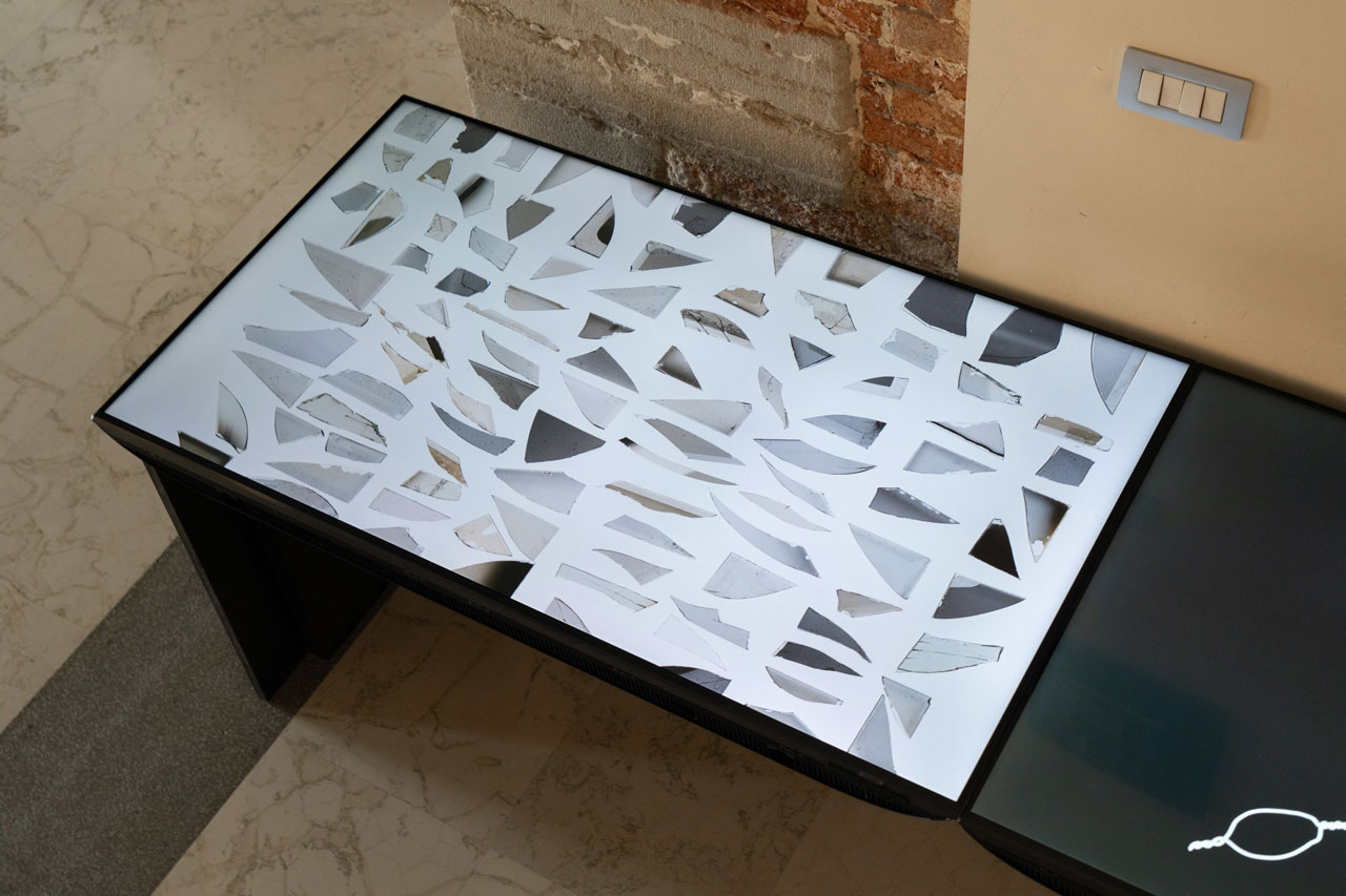 Jennifer West, Stitched Cosmos, Installation view, Curated by Francesco Urbano Ragazzi,_Photo: Gaia Cambiaggi, Courteys the artit and Ca’ Foscari University of Venice