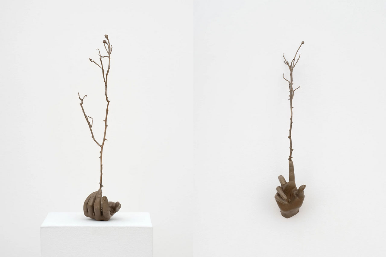 Left: : Kelly Akashi, Witness (Highview), 2026 Lost-wax and burn-out cast bronze50.2 x 10.2 x 17.8 cm, © Kelly Akashi, Courtesy the artist and Lisson Gallery Right: Kelly Akashi, Witness (Highview), 2026 Lost-wax and burn-out cast bronze 58.4 x 22.9 x 22.9 cm, © Kelly Akashi, Courtesy the artist and Lisson Gallery