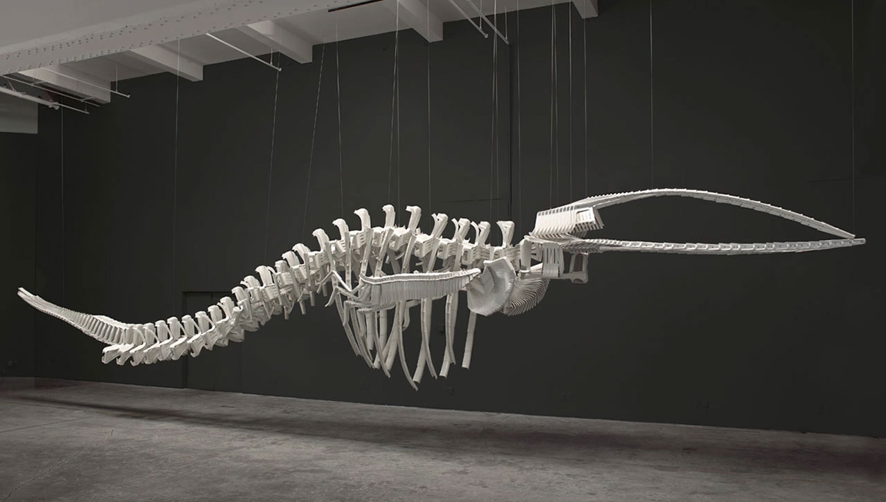 Brian Jungen, Cetology (2002), plastic chairs, Collection of the Vancouver Art Gallery, Purchased with the Financial Program and the Vancouver Art Gallery Acquisition Fund and Support of the Canada Council for the Arts Acquisition Assistance