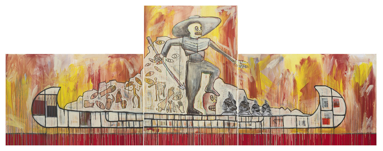 Jaune Quick - to- See Smith Trade Canoe: Don Quixote in America, 2024 –2025, © Courtesy the estate of the artist and Garth Greenan Gallery, New York