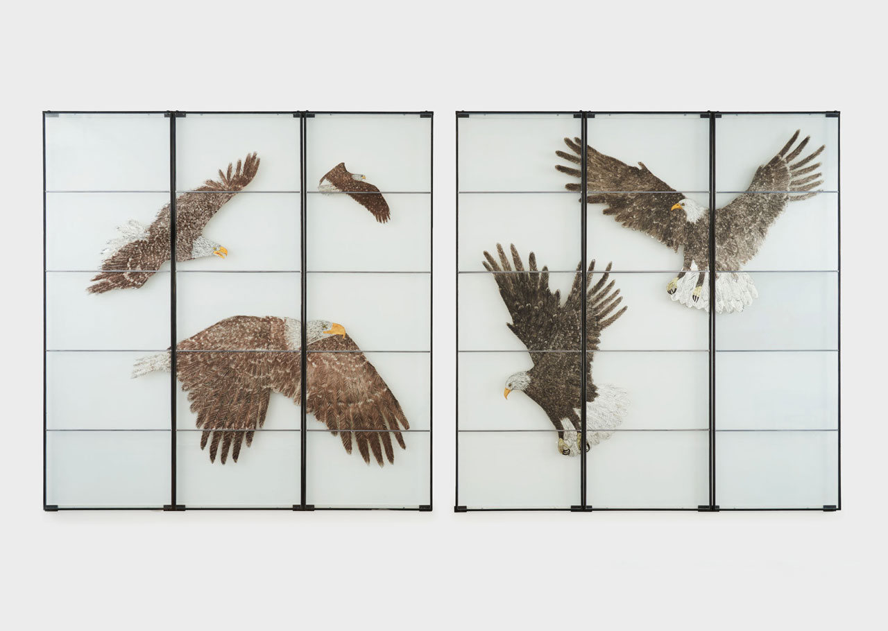 Kiki Smith, Dominion, 2012, Stained glass, mouth blown clear antique glass, black paint and enamel, leaded, 253 x 515,6 cm (99 11/16 x 203 1/8 in)