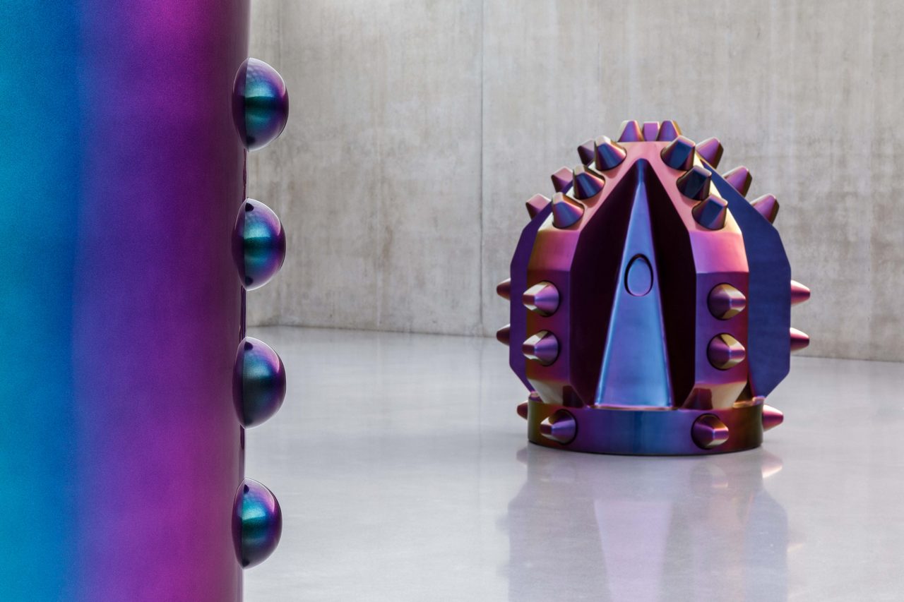 Monira Al Qadiri Alien Technology (Diamond), 2023, Aluminum, automotive paint Dimensions: 200 x 190 cm, © Monira Al Qadiri, Courtesy the artist, commissioned by Kunsthaus Bregenz, Photo Credit: Markus Tretter