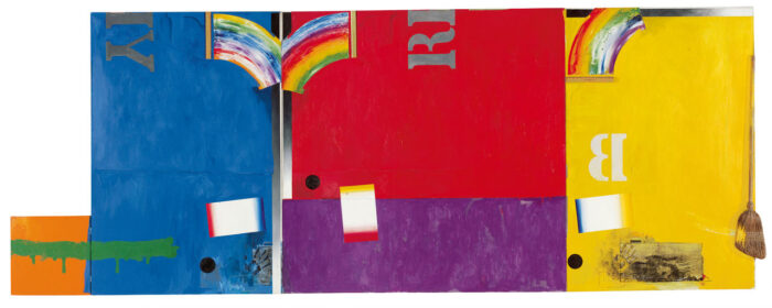 Jasper Johns, Untitled, 1964-65, Oil and charcoal on canvas with objects (4 panels), 182.9 x 426.7 cm, Stedelijk Museum Amsterdam, © Jasper Johns, VEGAP, Bilbao, 2026