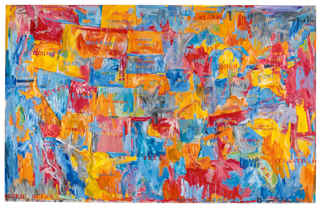 Jasper Johns, Map, 1961, Oil on canvas, 198.l x 313.l cmM The Museum of Modern Art, New York Gift of Mr. and Mrs. Robert C. Scull, 1963, © Jasper Johns, VEGAP, Bilbao, 2026