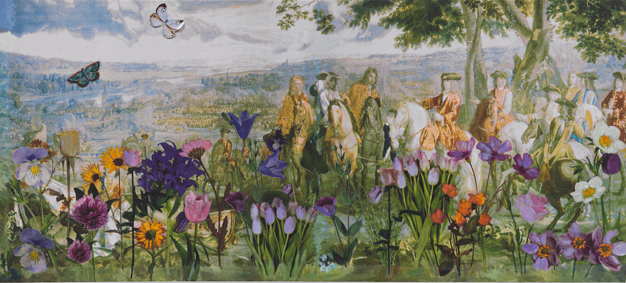 Karen Kilimnik, the Field Marshal, 2026, Water soluble oil, acrylic and archival pigment print on primed canvas, 38 x 84 cm / 15 x 33 in, © Karen Kilimnik, Courtesy the artist and Galerie Eva Presenhuber