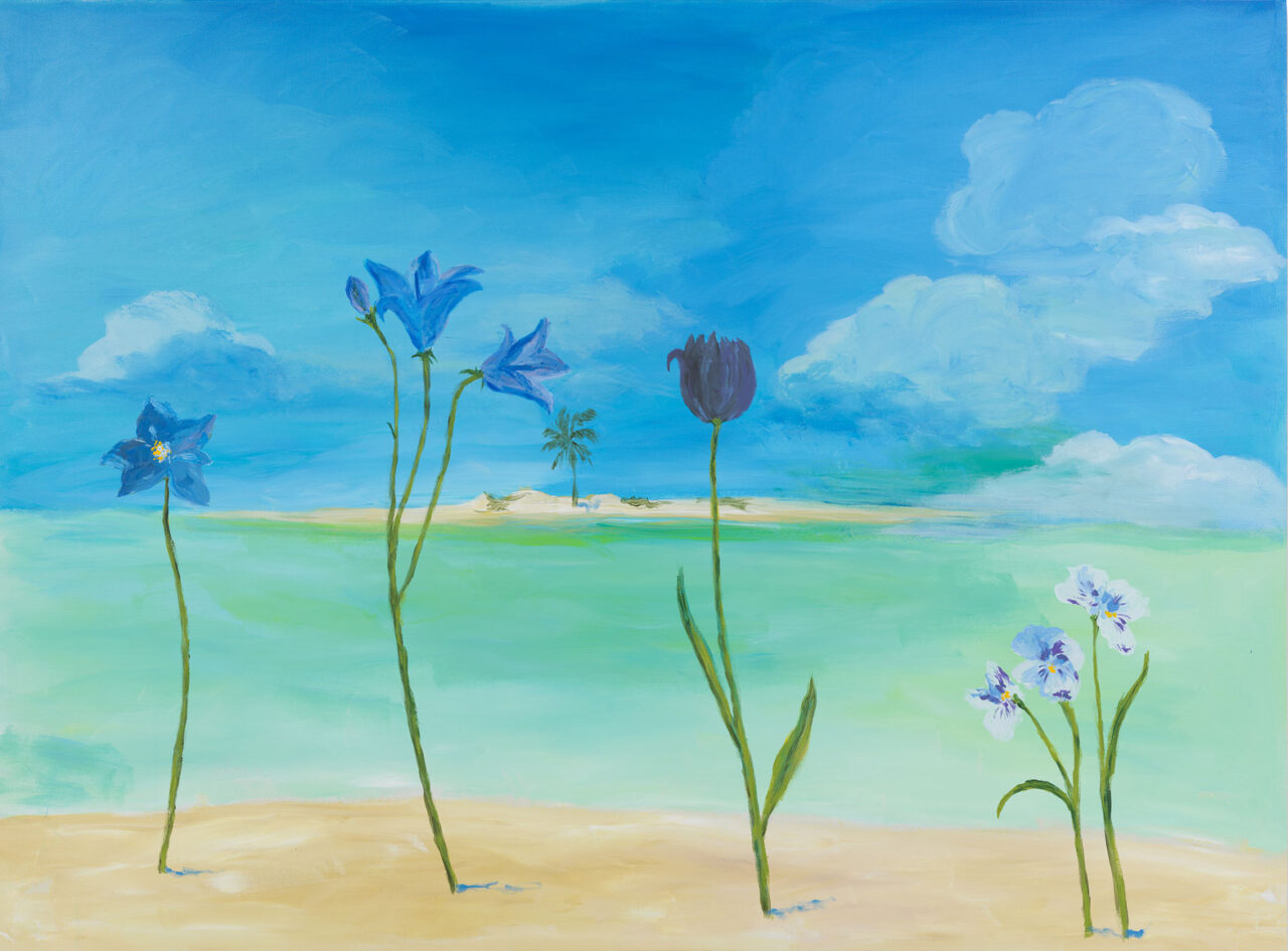 Karen Kilimnik, island of the flower rulers, 2025, Acrylic on canvas, 101 x 136 cm / 39 3/4 x 53 1/2 in, © Karen Kilimnik, Courtesy the artist and Galerie Eva Presenhuber