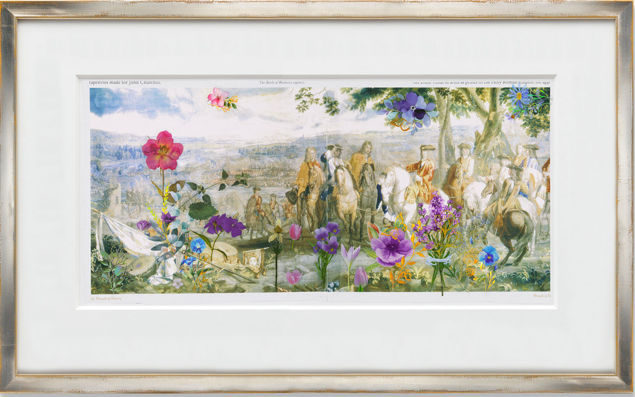 Karen Kilimnik, field craft, lessons in the field, 2025, Collage with adhesive stickers on color xerox, 20 x 42 cm / 7 7/8 x 16 1/2 in, © Karen Kilimnik, Courtesy the artist and Galerie Eva Presenhuber