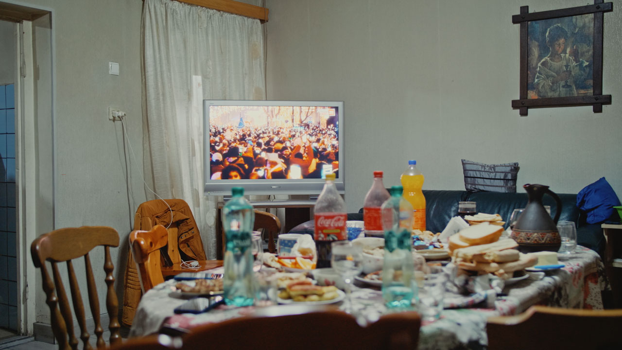 Zauri Matikashvili, Passing the Glass (Still), 2026, two-channel video installation, full HD, Sound, 27:17 min, Courtesy the artis