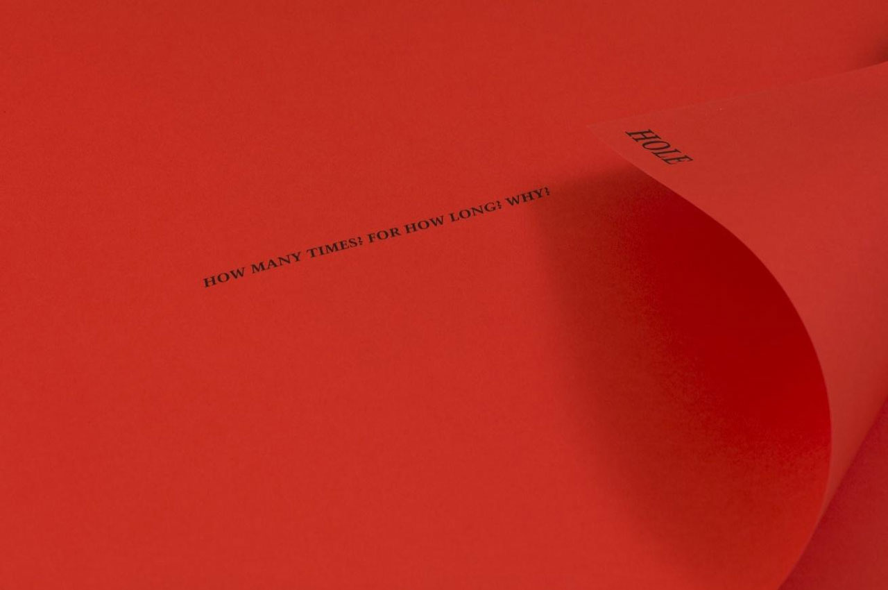 Felix Gonzalez-Torres. "Untitled", 1990. Print on red paper, endless copies. 28 inches at ideal height x 28 3/4 x 22 1/4 inches (original paper size). Photographer: Lance Brewer, © Estate Felix Gonzalez-Torres, Courtesy Felix Gonzalez-Torres Foundation