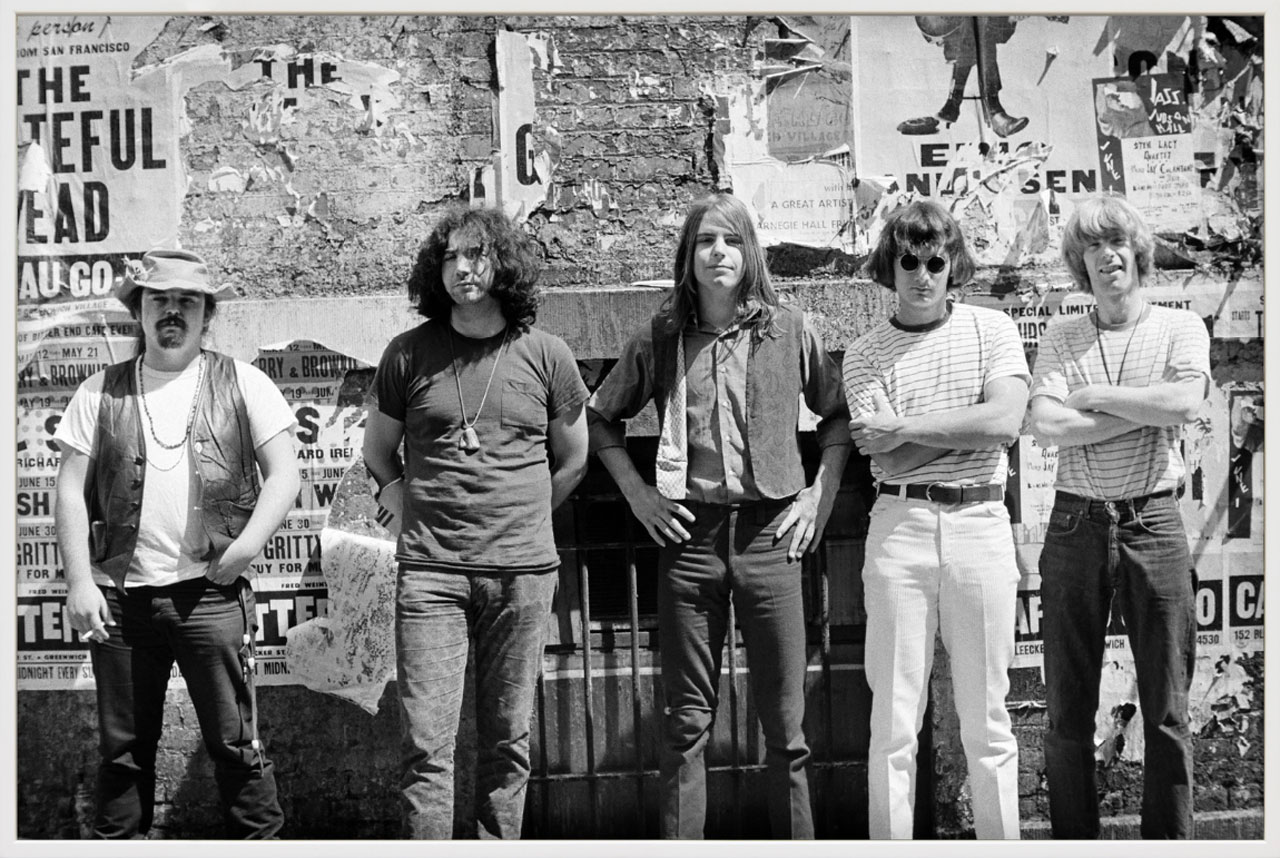 Ron Rakow, Grateful Dead in New York, NY, 1967/2025, Archival giclée print, 26 5/8 × 40 3/4 × 2 in | 67.6 × 103.5 × 5.1 cm with frame included, © Ron Rakow, courtesy of the artist and David Kordansky Gallery