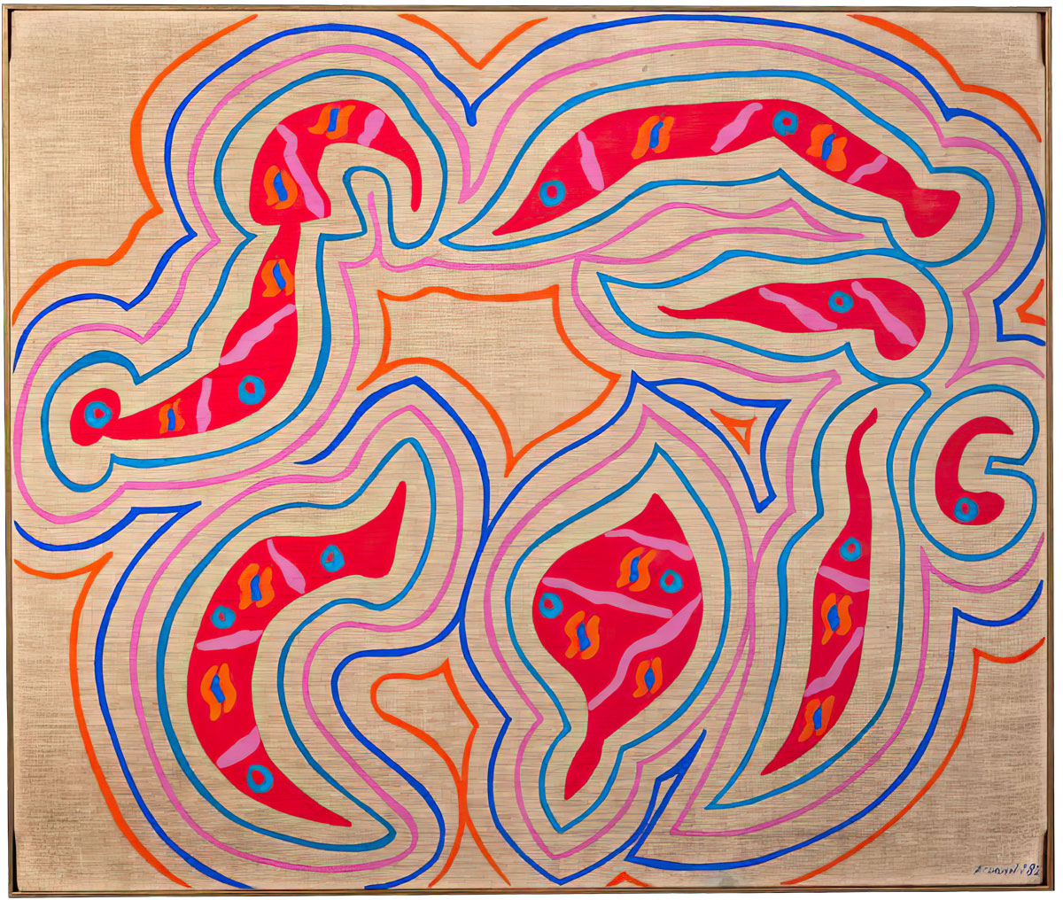 Carla Accardi, Matissiana n. 2, 1982, vinyl on canvas, 85 x 100 cm - 33,46 x 39,37 in, front: signed and dated lower right Accardi 982